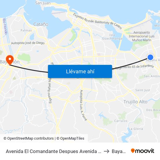 Avenida El Comandante Despues Avenida Monserrate to Bayamón map