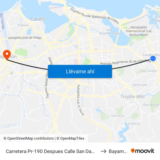 Carretera Pr-190 Despues Calle San Damian to Bayamón map