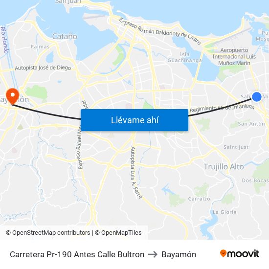 Carretera Pr-190 Antes Calle Bultron to Bayamón map