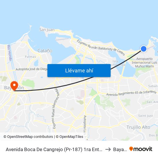 Avenida Boca De Cangrejo (Pr-187) 1ra Entrada Balneario Carolina to Bayamón map