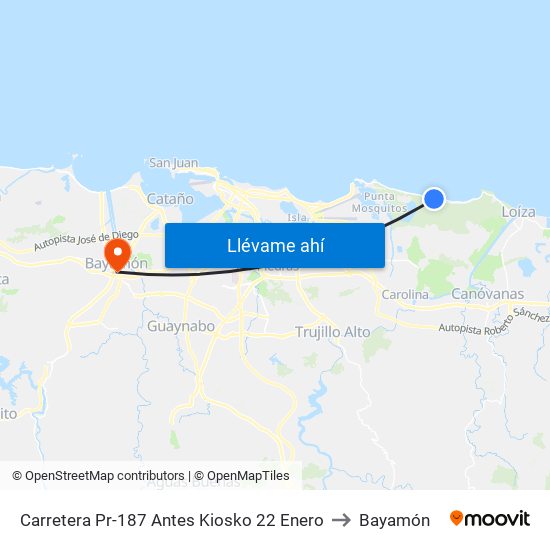 Carretera Pr-187 Antes Kiosko 22 Enero to Bayamón map