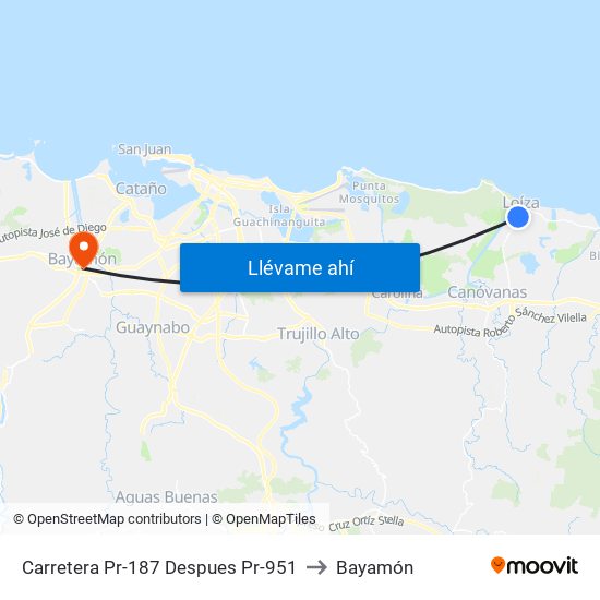 Carretera Pr-187 Despues Pr-951 to Bayamón map