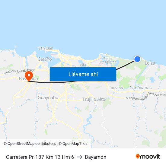 Carretera Pr-187 Km 13 Hm 6 to Bayamón map