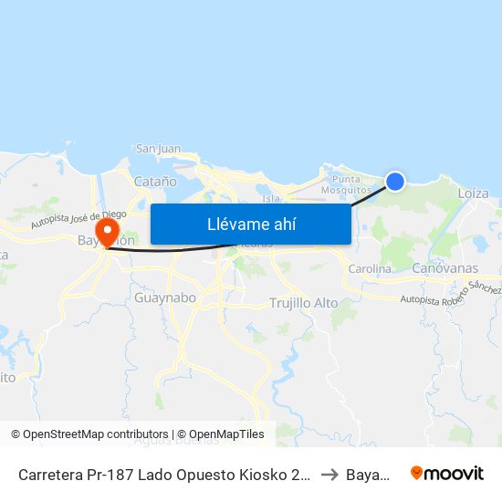 Carretera Pr-187 Lado Opuesto Kiosko 22 Enero to Bayamón map