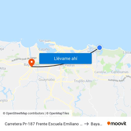 Carretera Pr-187 Frente Escuela Emiliano Figueroa to Bayamón map