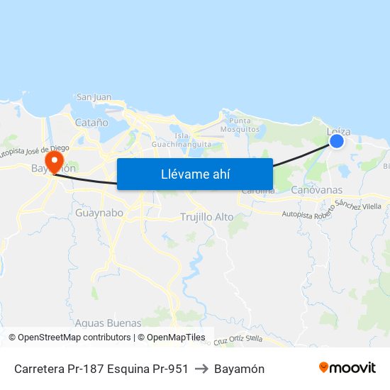 Carretera Pr-187 Esquina Pr-951 to Bayamón map