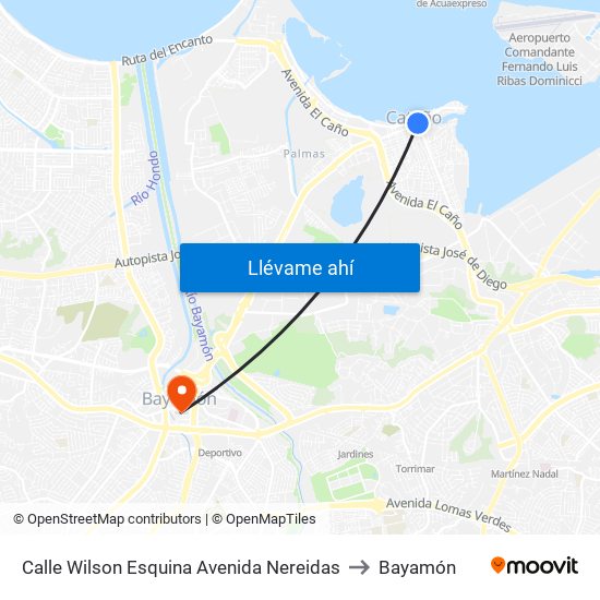 Calle Wilson Esquina Avenida Nereidas to Bayamón map