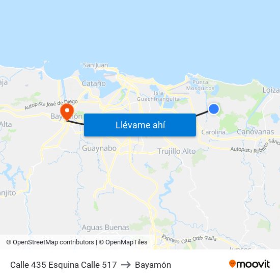 Calle 435 Esquina Calle 517 to Bayamón map