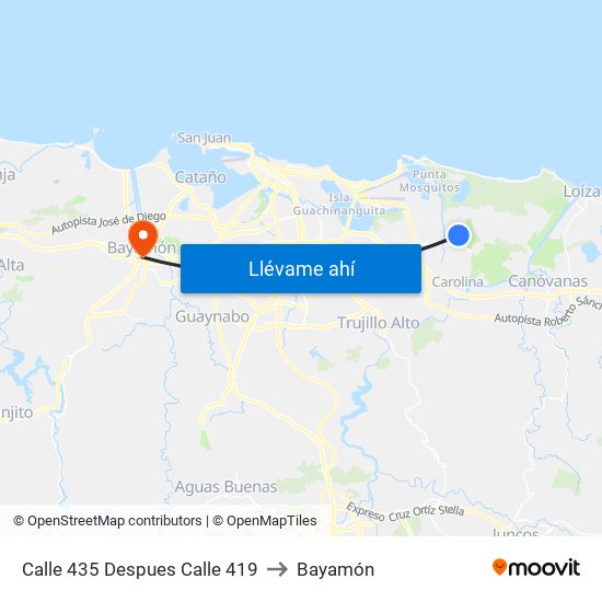 Calle 435 Despues Calle 419 to Bayamón map