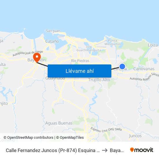 Calle Fernandez Juncos (Pr-874)  Esquina Calle 33 to Bayamón map