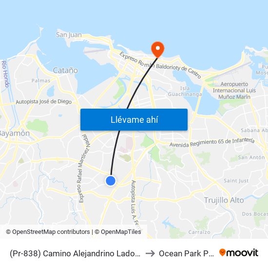 (Pr-838) Camino Alejandrino Lado Opuesto Calle Nogal to Ocean Park Puerto Rico map
