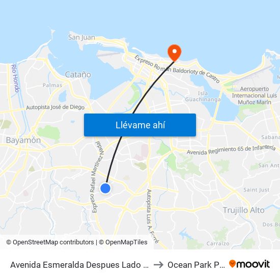 Avenida Esmeralda Despues Lado Opuesto Calle Tropical to Ocean Park Puerto Rico map