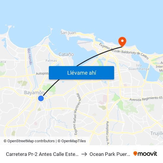 Carretera Pr-2 Antes Calle Estevan Padilla to Ocean Park Puerto Rico map