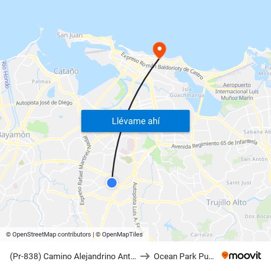 (Pr-838) Camino Alejandrino Antes Calle Nogal to Ocean Park Puerto Rico map