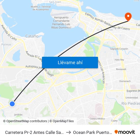 Carretera Pr-2 Antes Calle San José to Ocean Park Puerto Rico map