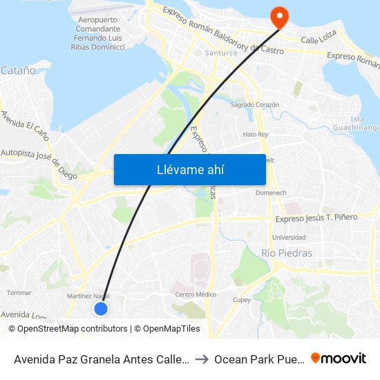 Avenida Paz Granela Antes Calle Estevan Ortíz to Ocean Park Puerto Rico map