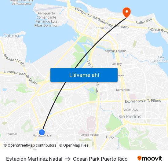 Estación Martinez Nadal to Ocean Park Puerto Rico map