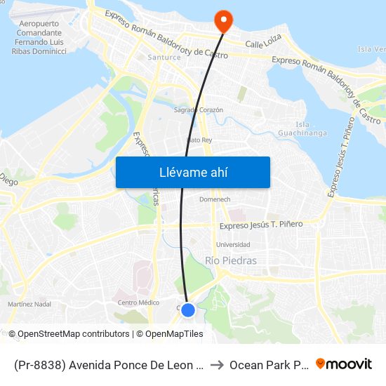 (Pr-8838) Avenida Ponce De Leon Despues Calle Parana to Ocean Park Puerto Rico map
