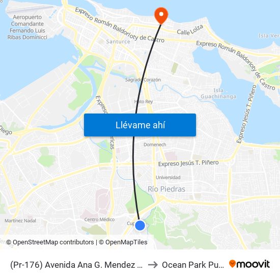 (Pr-176) Avenida Ana G. Mendez Frente A La Umet to Ocean Park Puerto Rico map