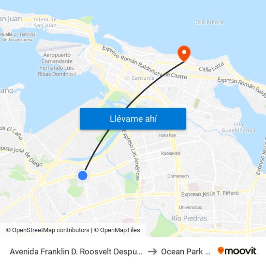 Avenida Franklin D. Roosvelt Despues Avenida Jose De Diego to Ocean Park Puerto Rico map