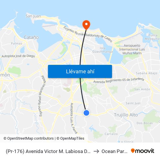 (Pr-176) Avenida Victor M. Labiosa Despues Lado Opuesto Calle Pio Baroja to Ocean Park Puerto Rico map