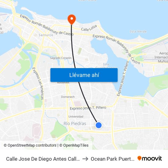 Calle Jose De Diego Antes Calle Lealtad to Ocean Park Puerto Rico map
