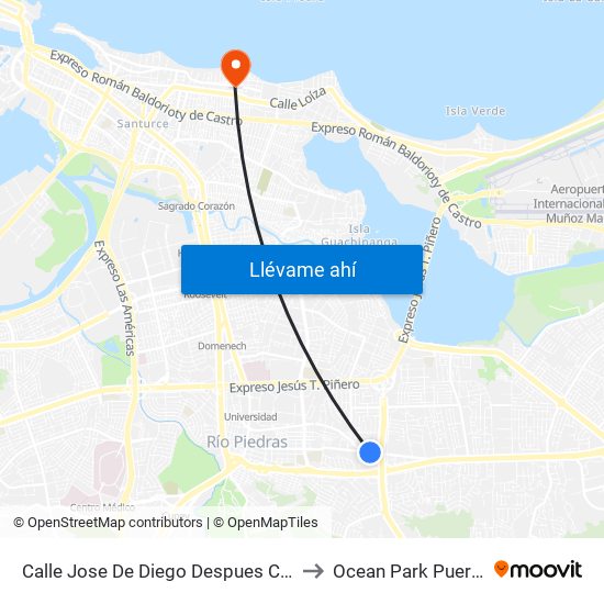 Calle Jose De Diego Despues Calle Alcazar to Ocean Park Puerto Rico map
