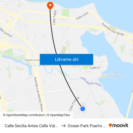 Calle Secilia Antes Calle Valverde to Ocean Park Puerto Rico map