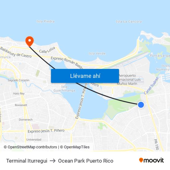 Terminal Iturregui to Ocean Park Puerto Rico map