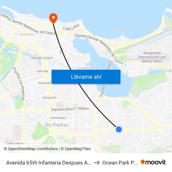 Avenida 65th Infanteria Despues Avenida Simón Madera to Ocean Park Puerto Rico map
