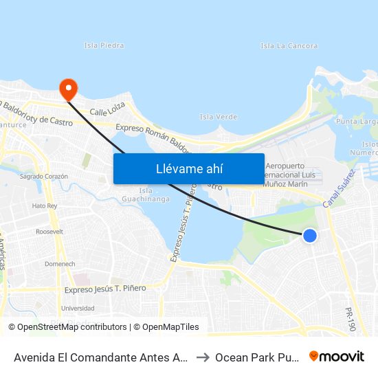 Avenida El Comandante Antes Avenida Iturregui to Ocean Park Puerto Rico map