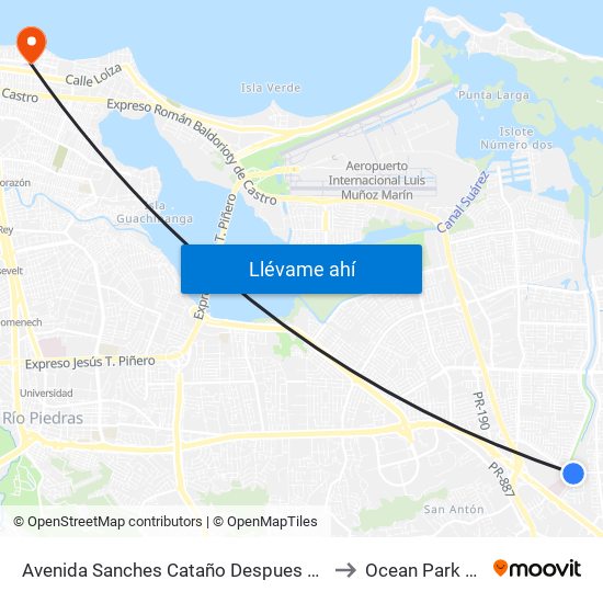 Avenida Sanches Cataño Despues Entrada Hospital Regional to Ocean Park Puerto Rico map