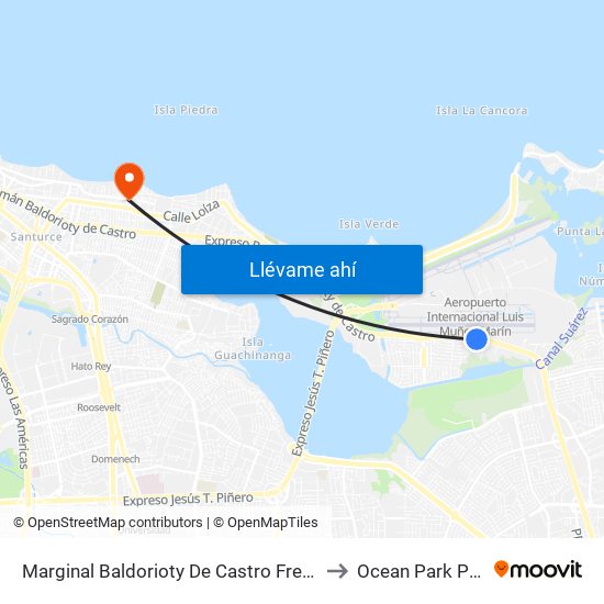 Marginal Baldorioty De Castro Frente Iglesia Metodista to Ocean Park Puerto Rico map