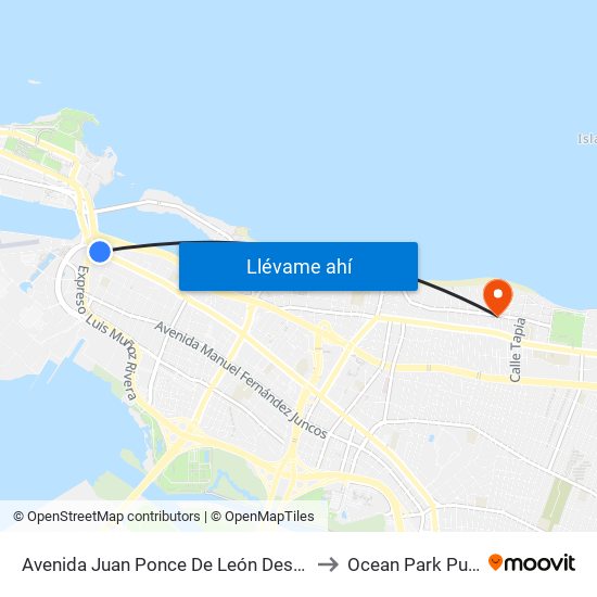 Avenida Juan Ponce De León Despues Calle Olimpo to Ocean Park Puerto Rico map