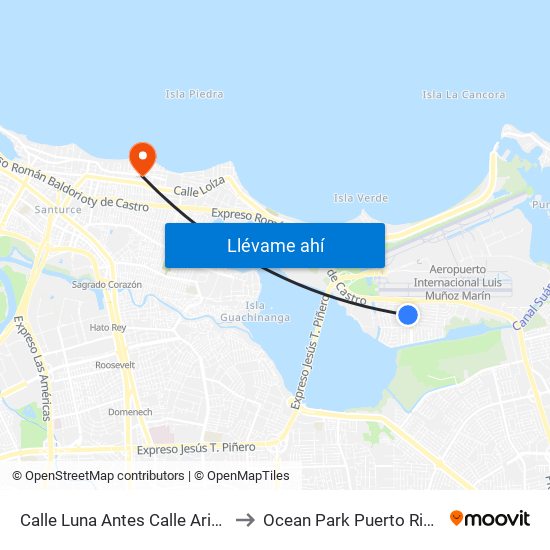 Calle Luna Antes Calle Aries to Ocean Park Puerto Rico map