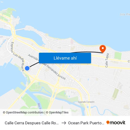 Calle Cerra Despues Calle Roosevelt to Ocean Park Puerto Rico map