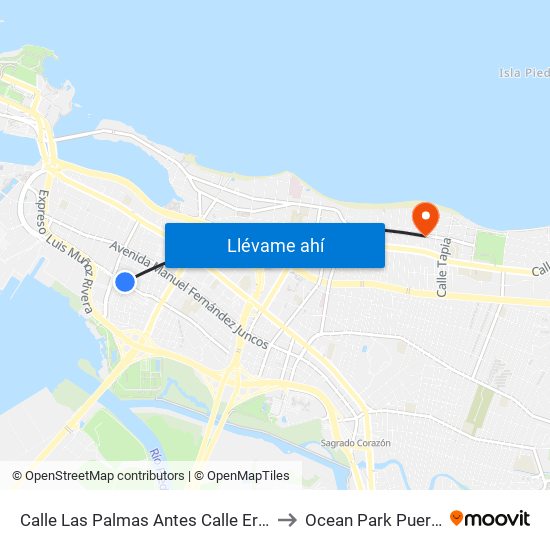 Calle Las Palmas Antes Calle Ernesto Cerra to Ocean Park Puerto Rico map