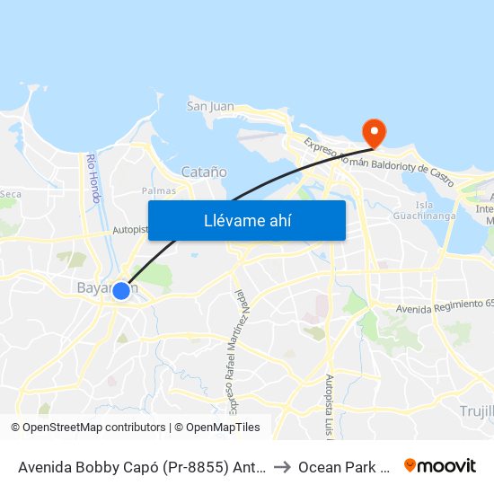 Avenida Bobby Capó (Pr-8855) Antes Lado Opuesto Calle 7 to Ocean Park Puerto Rico map