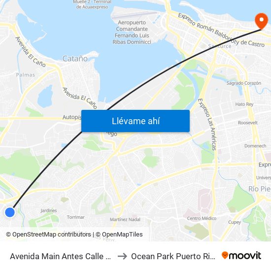 Avenida Main Antes Calle 17 to Ocean Park Puerto Rico map