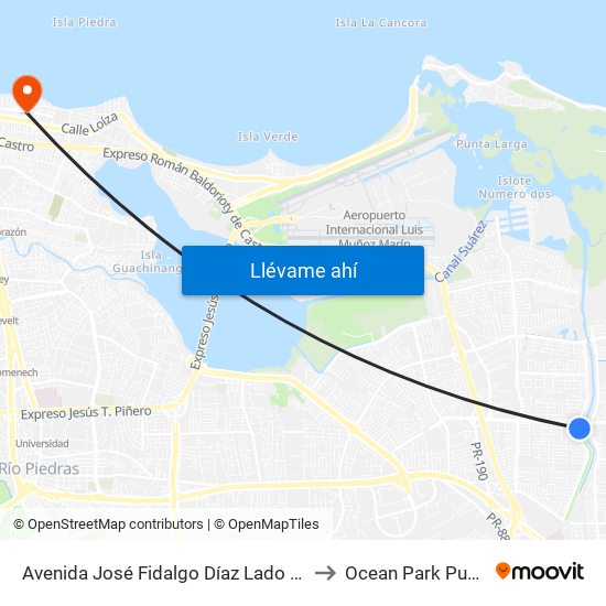 Avenida José Fidalgo Díaz Lado Opuesto Vía 21 to Ocean Park Puerto Rico map