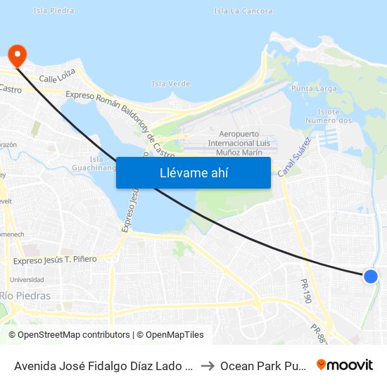 Avenida José Fidalgo Díaz Lado Opuesto Vía 23 to Ocean Park Puerto Rico map