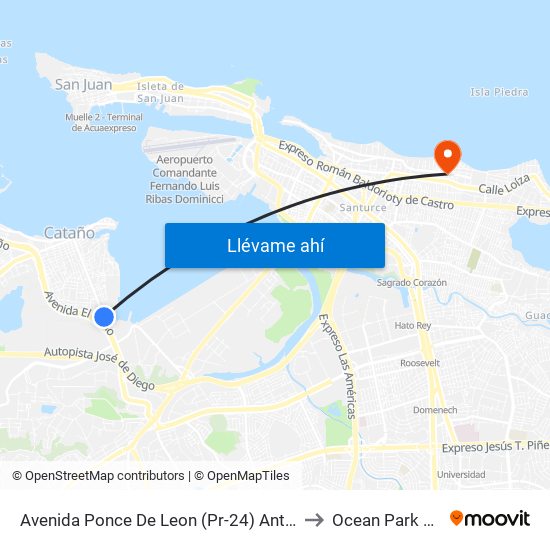 Avenida Ponce De Leon (Pr-24) Antes Calle Rodrigo De Trina to Ocean Park Puerto Rico map