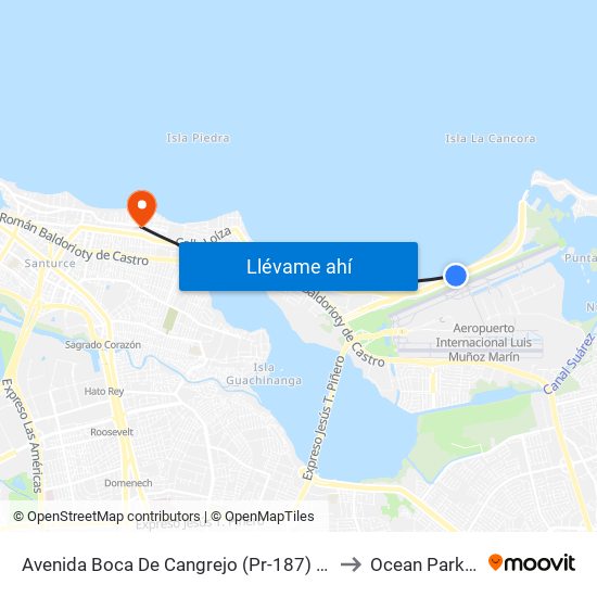 Avenida Boca De Cangrejo (Pr-187) 2da Entrada Balneario Carolina to Ocean Park Puerto Rico map
