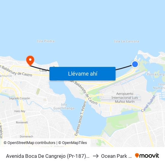 Avenida Boca De Cangrejo (Pr-187) Antes Lado Opuesto Cesco to Ocean Park Puerto Rico map