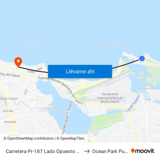 Carretera Pr-187 Lado Opuesto Negocio Playa 79 to Ocean Park Puerto Rico map