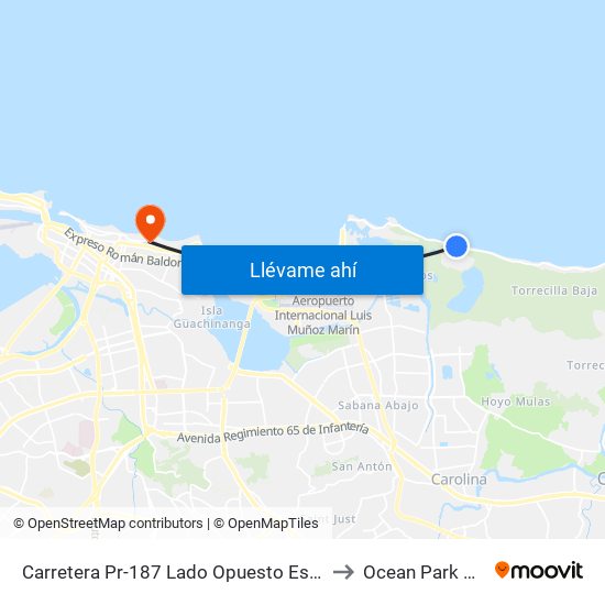 Carretera Pr-187 Lado Opuesto Escuela Emiliano Figueroa to Ocean Park Puerto Rico map