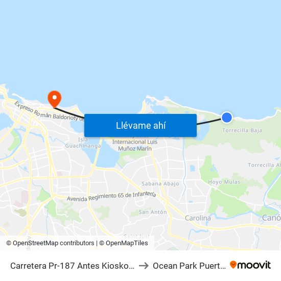 Carretera Pr-187 Antes Kiosko 22 Enero to Ocean Park Puerto Rico map