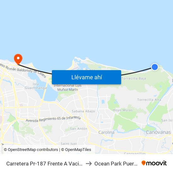 Carretera Pr-187 Frente A Vacia Talega 2 to Ocean Park Puerto Rico map