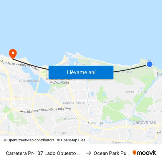 Carretera Pr-187 Lado Opuesto Sector Los Frailes to Ocean Park Puerto Rico map