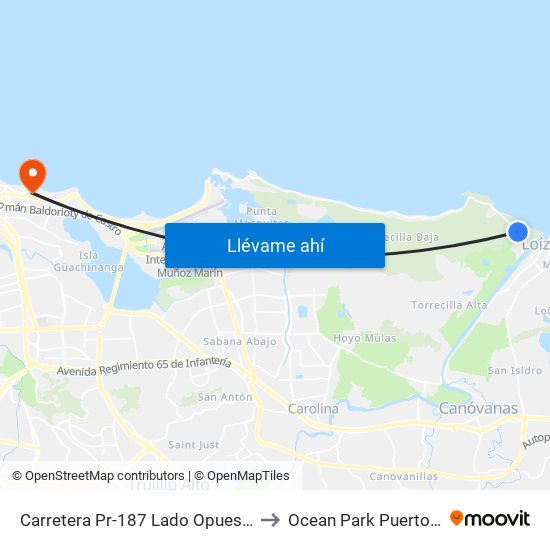 Carretera Pr-187 Lado Opuesto Aaa to Ocean Park Puerto Rico map